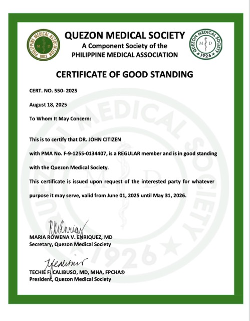 Philippines certificate of good standing Word and PDF template, version 5